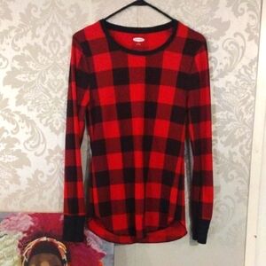 Old Navy Red and Black Buffalo Plaid Pajama Top